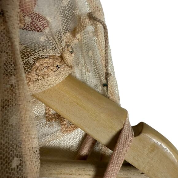 Sundance Nude Embroidered Chiffon Mesh Swiss Dot Slip Midi Dress Size Medium - Picture 6 of 11